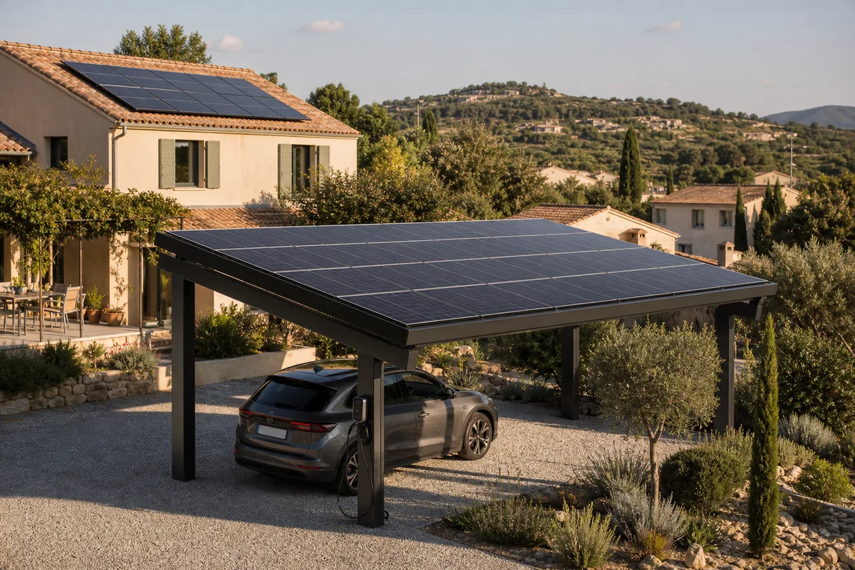 Ombrière et carport solaire à Manosque : produire plus en zone pavillonnaire : illustration en situation