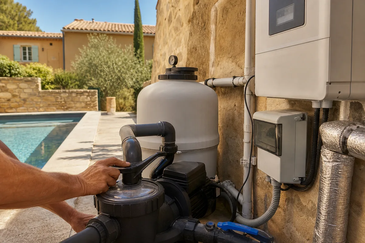 Piscine et panneaux solaires à Manosque : filtrer et chauffer grâce au surplus : détail technique