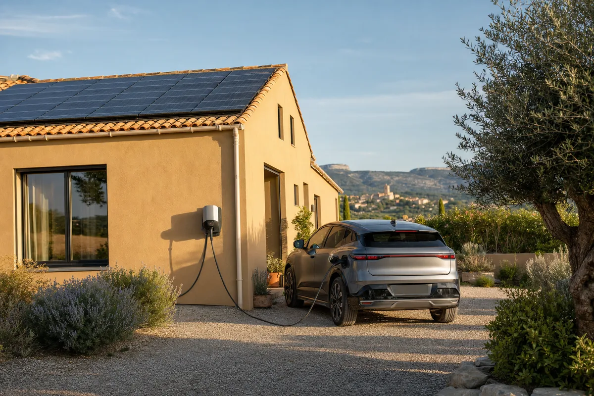 Recharge voiture électrique à Manosque : brancher sa borne sur le solaire : illustration en situation