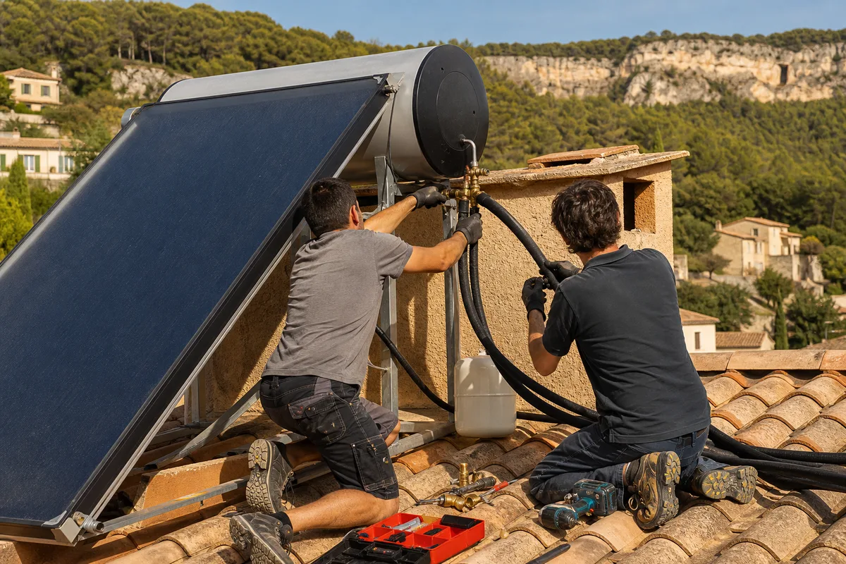 Chauffe-eau solaire à Manosque : vue d'installation en situation