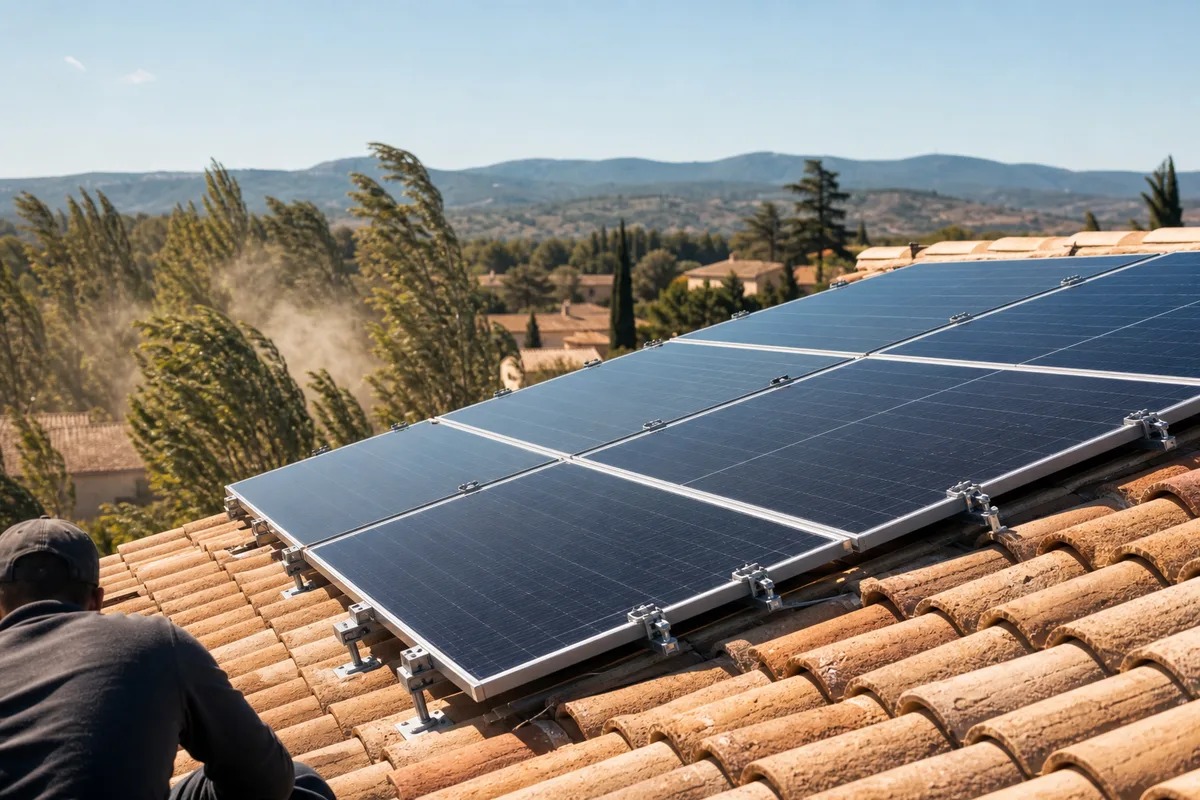 Mistral et panneaux solaires à Manosque : fixations renforcées pour tenir les rafales