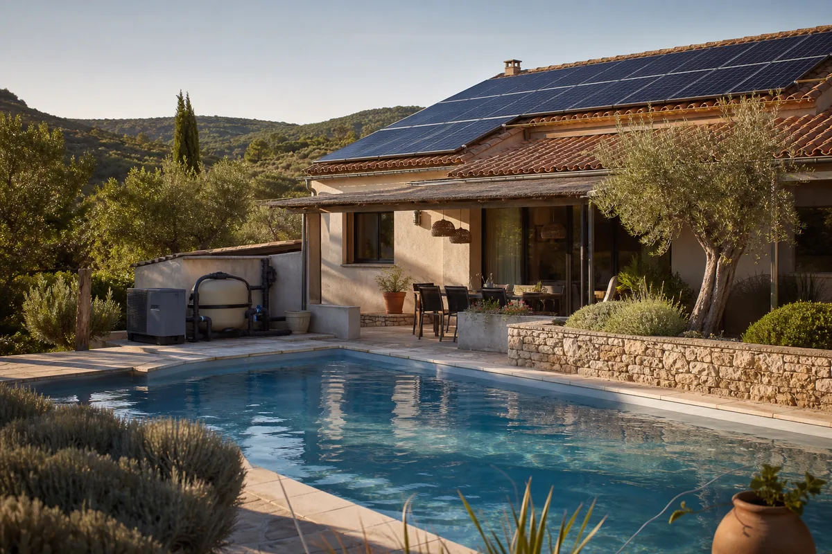 Piscine et panneaux solaires à Manosque : filtrer et chauffer grâce au surplus